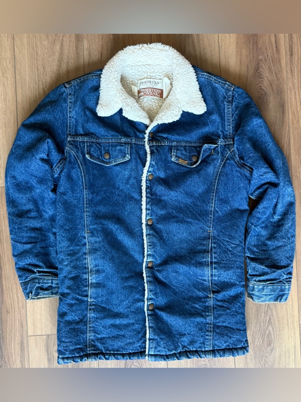 Sears Roebucks Western Wear Sherpa Lined Denim Size Medium Vintage 38